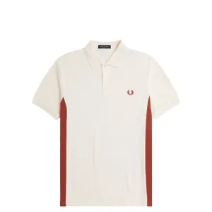 TEXTURED PANEL POLO SHIRT LIGHT ECRU