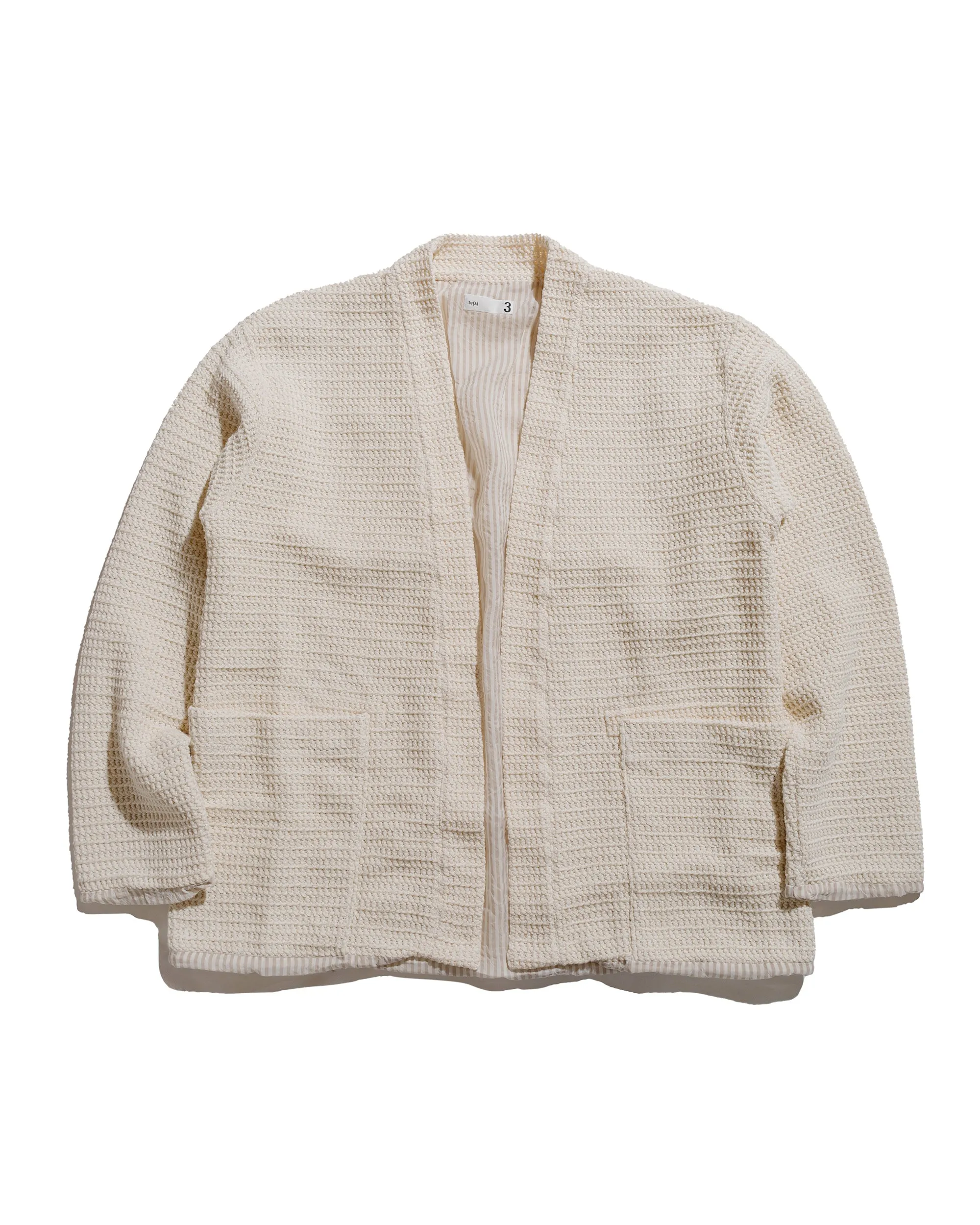 ts(s) Lined Easy Cardigan Cotton/Polyester Russell Knitting Jersey Cream
