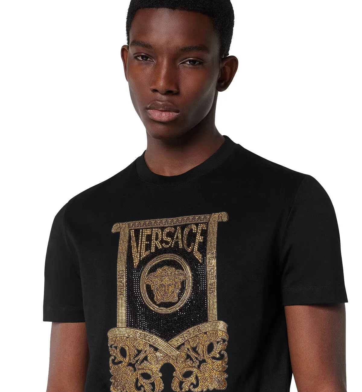 Versace Crystal Architectural Baroque T-Shirt (Black)
