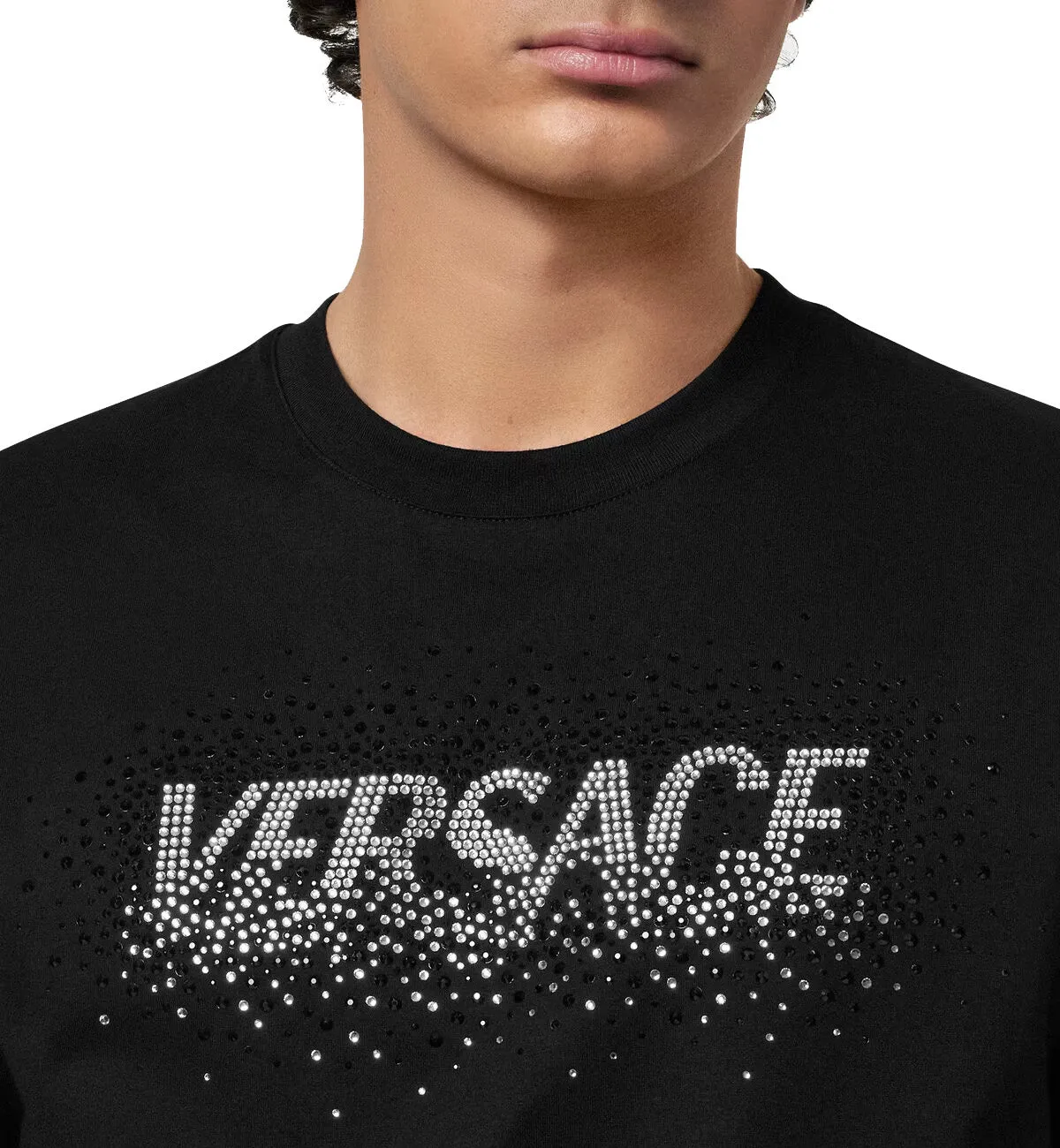 Versace Crystal Fading Versace Logo T-Shirt (Black)