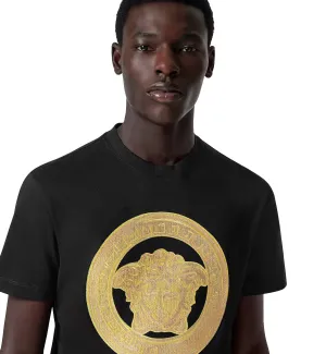 Versace Embroidered Gold Medusa T-Srhit (Black)