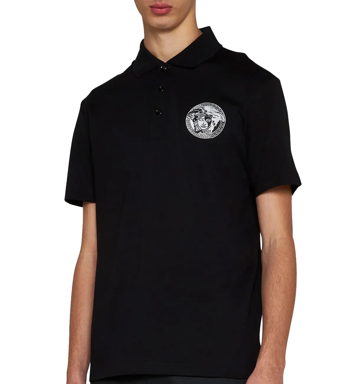Versace Medusa Embroidered Polo Shirt (Black)
