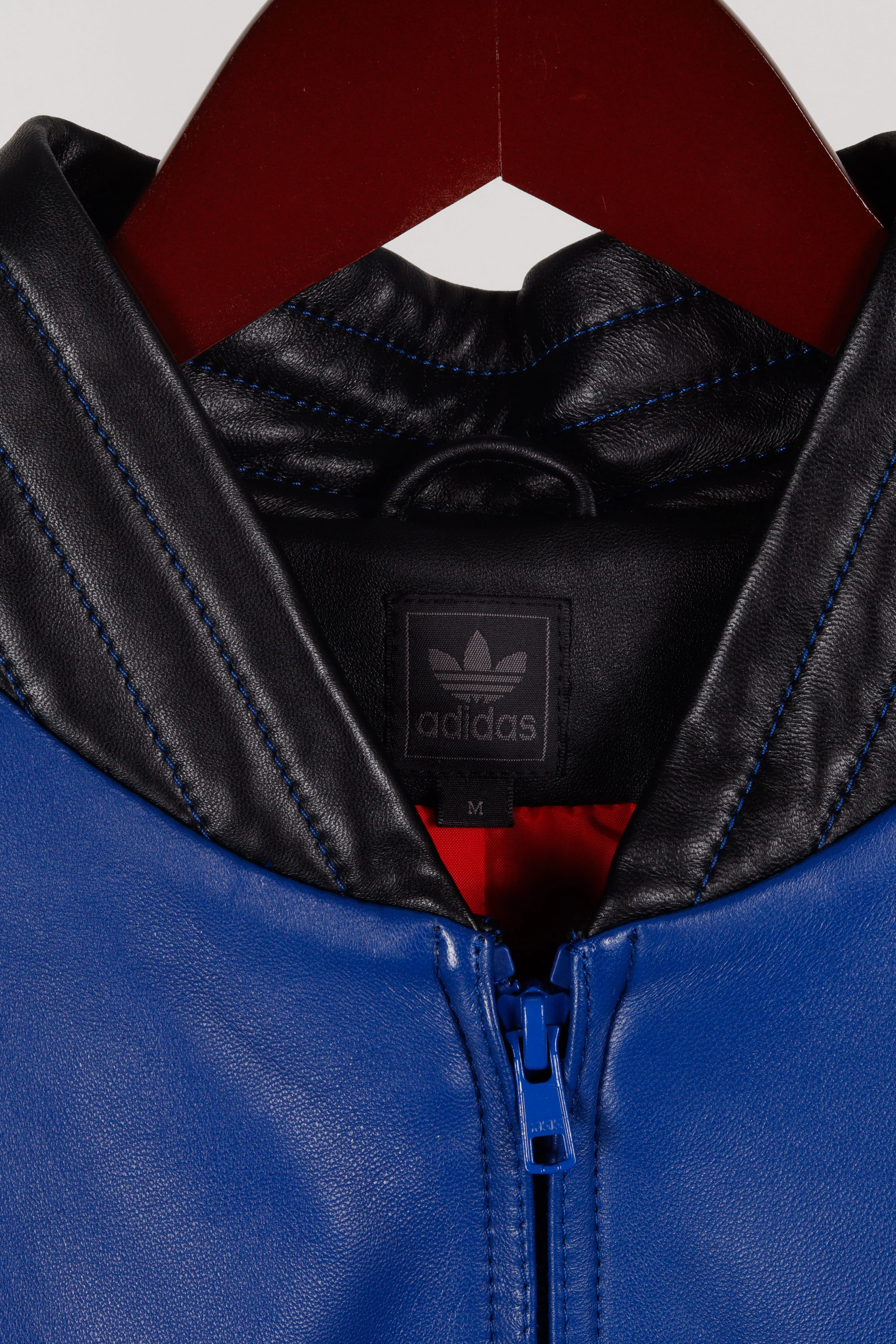 Vintage 2006 adidas 'Run DMC Best Of Times' Retro Leather Jacket Blue