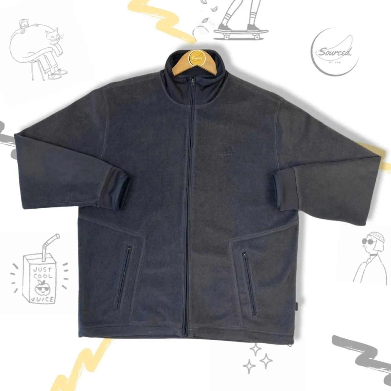 Vintage 90s Adidas Highneck Fullzip Fleece