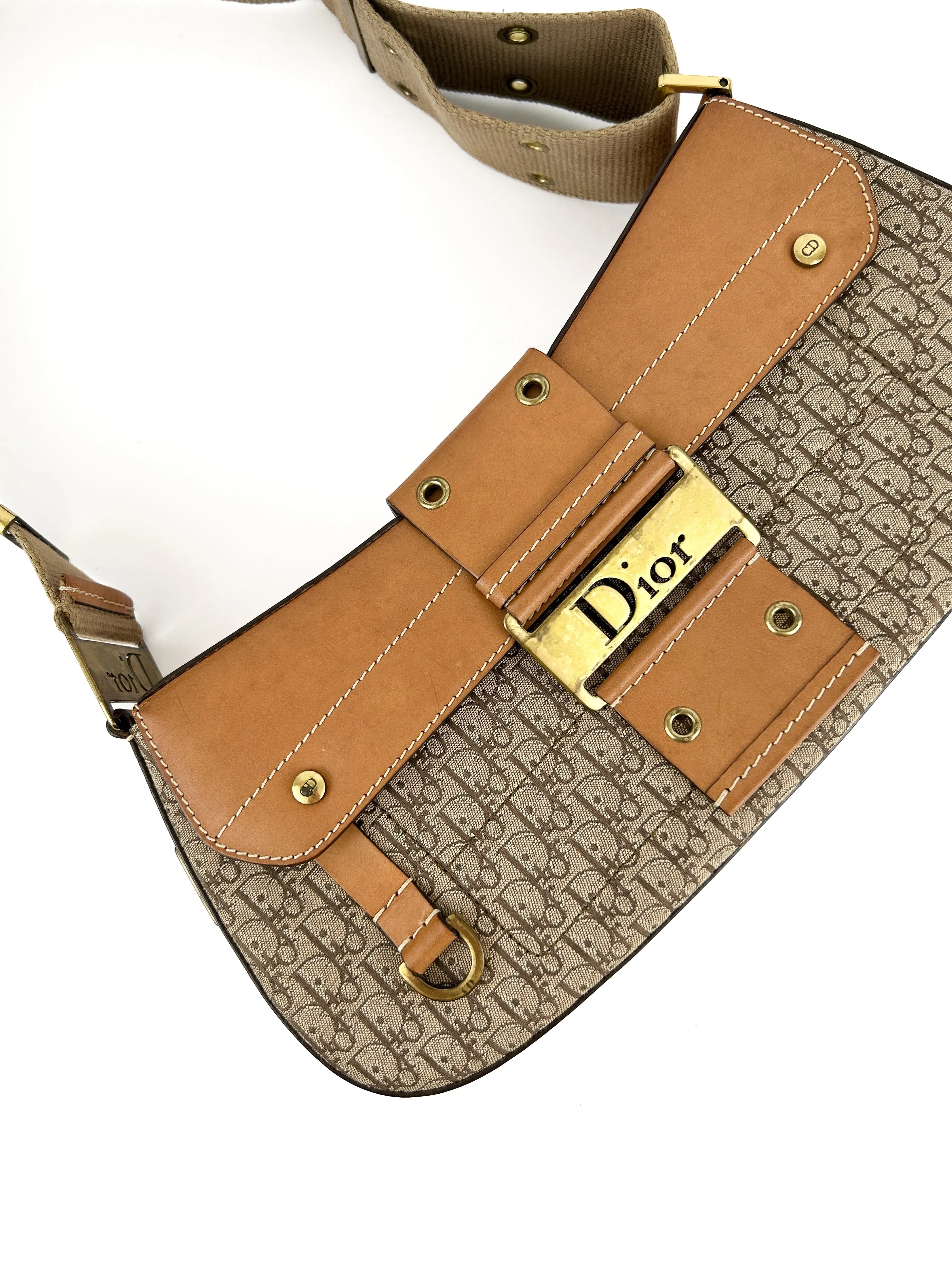 Vintage Christian Dior Monogram Columbus Street Chic Shoulder Bag (2002)