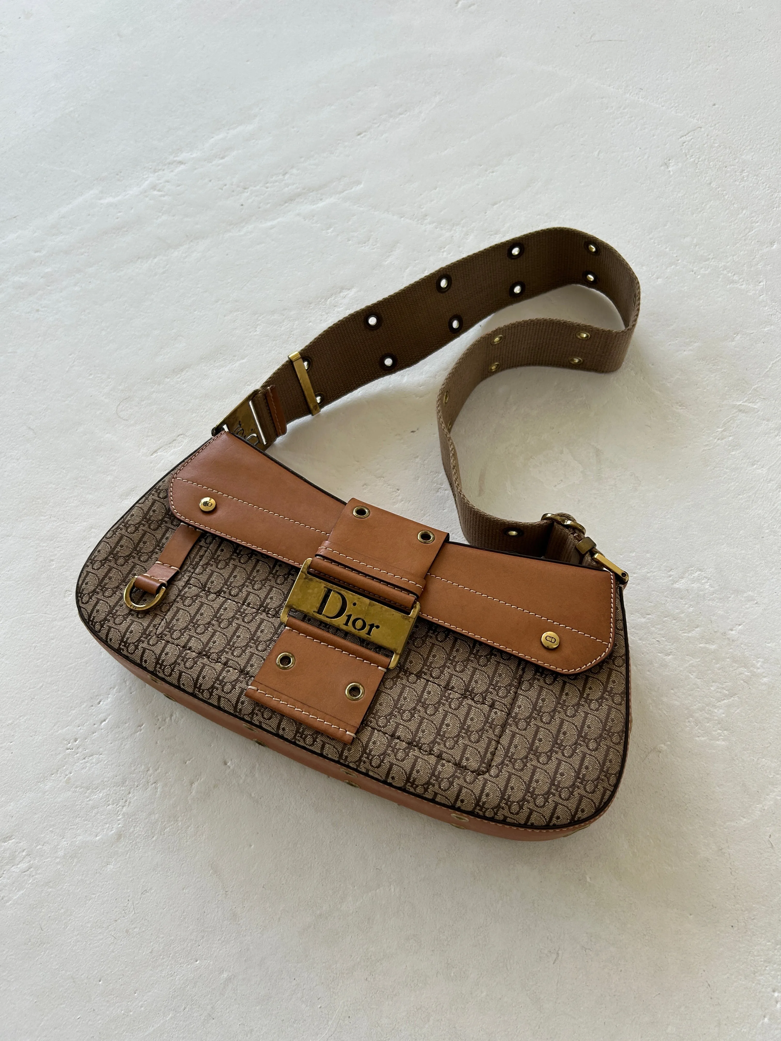 Vintage Christian Dior Monogram Columbus Street Chic Shoulder Bag (2002)