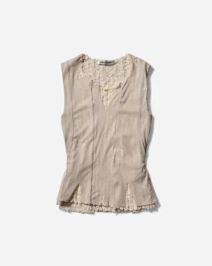 Women's Ragged Vest Taupe