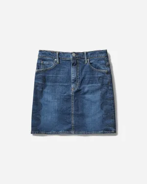 Women's Snake Loop Tight Denim Skirt Light Indigo Blue