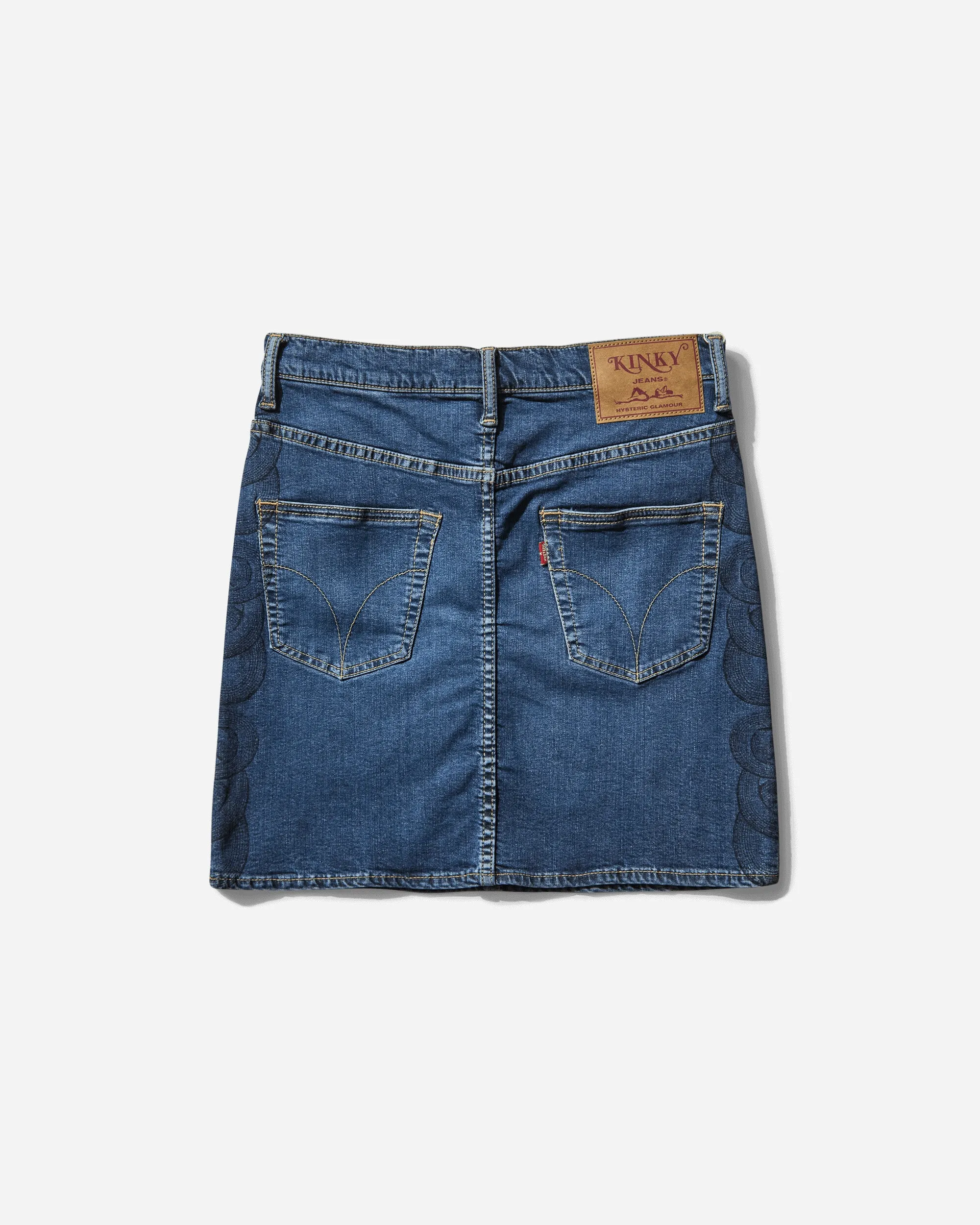Women's Snake Loop Tight Denim Skirt Light Indigo Blue