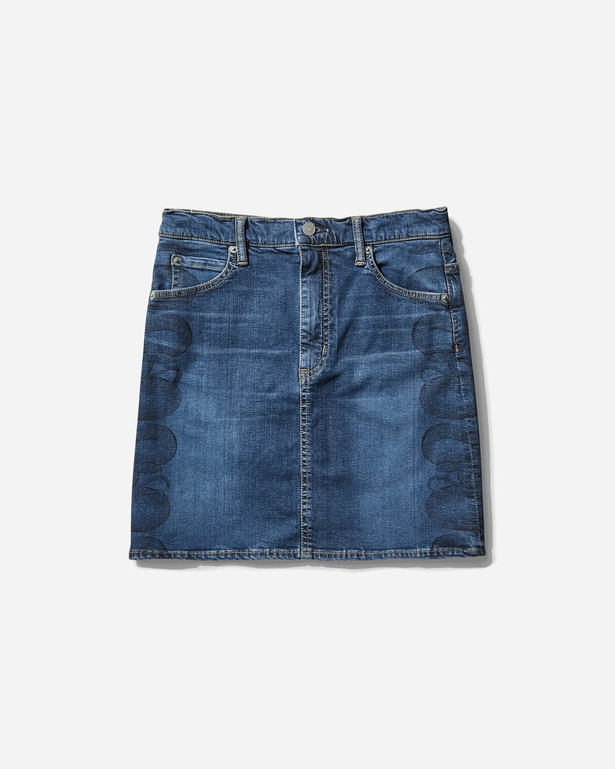 Women's Snake Loop Tight Denim Skirt Light Indigo Blue