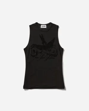 Women's Tattoo Viscose Jersey Tank Top Black
